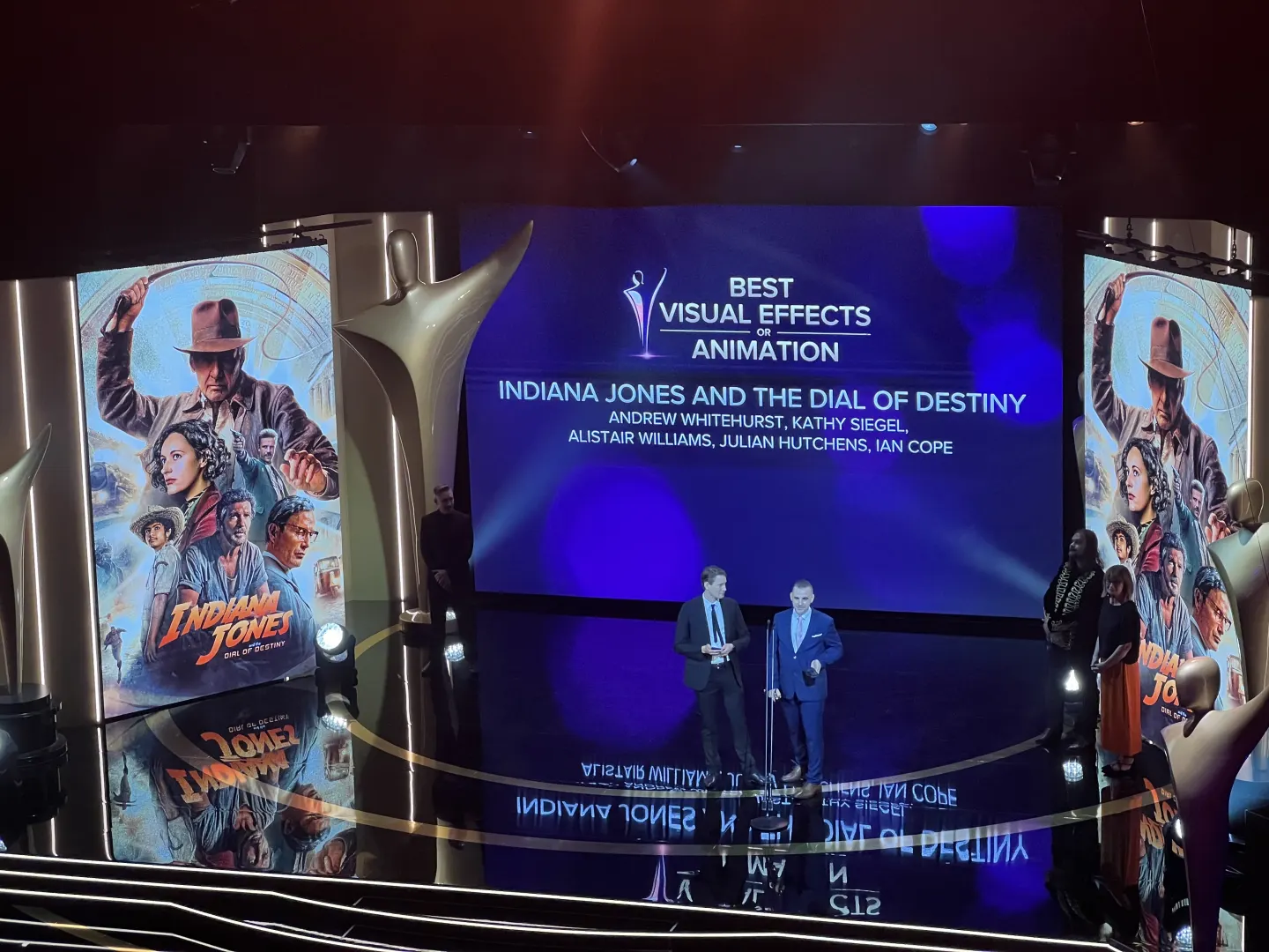 AACTA stage announcing Indiana Jones and the Dial of Destiny as winner for Best Visual Effects or Animation
