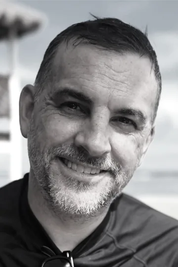 Black and white portrait of Ian Cope