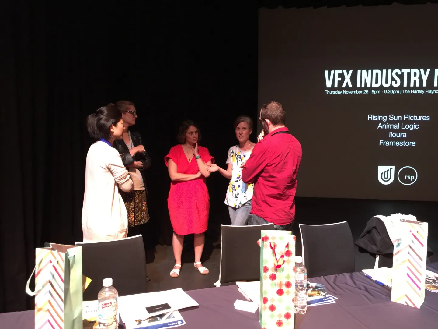 Ian Cope and industry guests preparing for a UniSA VFX Industry Night